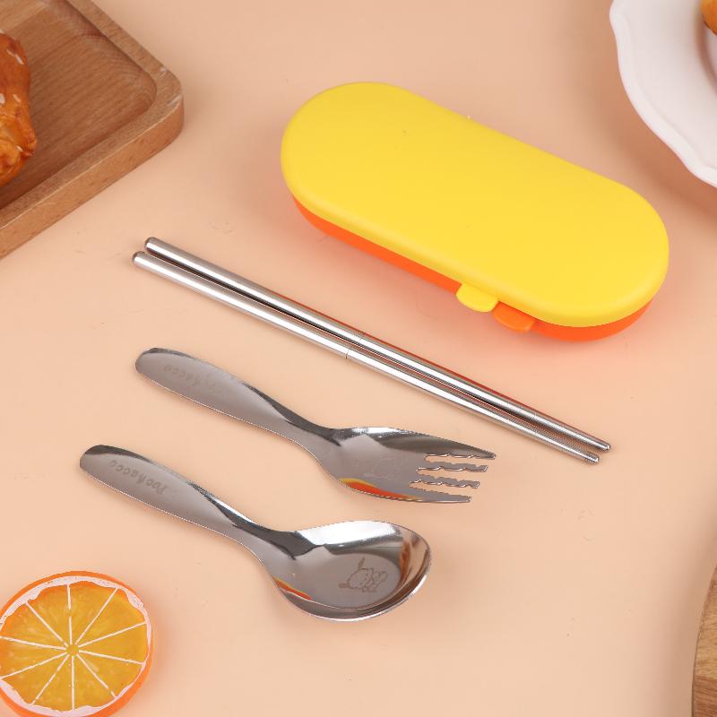 Stainless Steel Spoon Fork Set Short Handle Children'S Tableware Household Baby Food Spoon Soup Spoon
