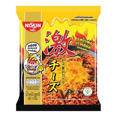 NISSIN Macarrão Instantâneo Premium Coreano Hot Chilli Frango Queijo Sabor (Tipo seco) 60 g. x 5/10/15/20 peças