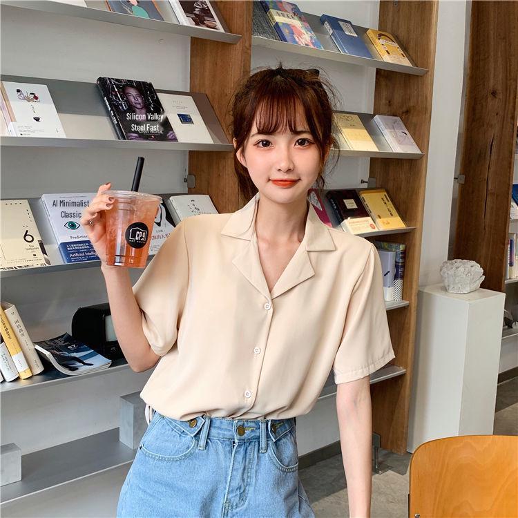 Spring 2026 Korean Retro Style Women's Professional Lapel Short Sleeve Shirt