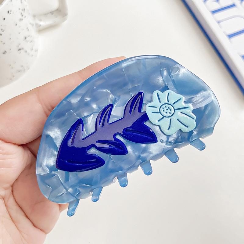 1pc/5pcs Imitation Acetic Acid Clip Cloud Lightning Print Hair Clip Ins Niche Design Shark Clip Back of the Head Plate Hair Clip