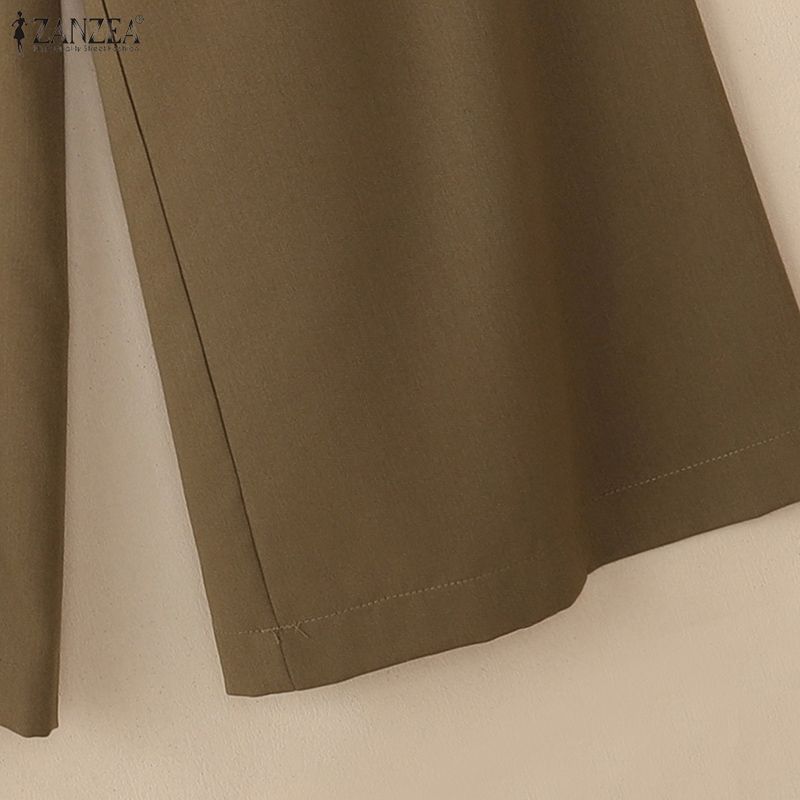ZANZEA Women Casual Solid Color Loose Wide Leg Pants