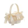 Basket with Satin Ribbons, Lace Bow, Flower Girl Basket, for