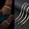 Gold Silver Color Stainless Steel Flat Chain Bracelet For Men Retro Jewelry Trendy Accessories Women Wrap Bangle