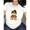 Damen Y2K Style Kurzarm-T-Shirt - Lässiges Oberteil mit Cartoon-Bären-Design, Bequem für alle Jahreszeiten, Maschinenwaschbar