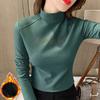 Women's Dralon Long Sleeve T-Shirt for Autumn and Winter - Slim-Fit Half-High Neck Versatile Inner Wear Top