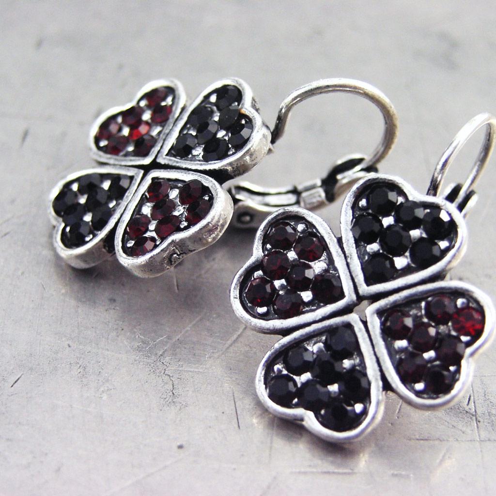 NOA [G5847] - Designer Earrings 'Emilie' Red Black
