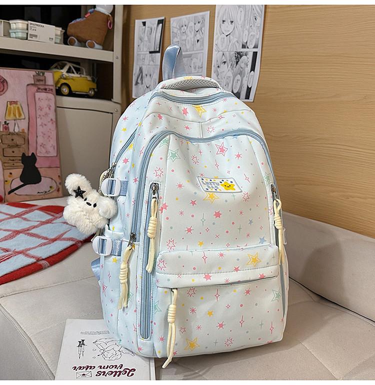 Star Pattern Girls Backpack With Material And Comfortable Straps For School
