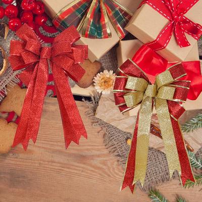 41*24CM Large Christmas Bow Ribbon Bowknot for Xmas Tree Top Bow Hanging Ornament Christmas Decoration New Year Home Party Decor
