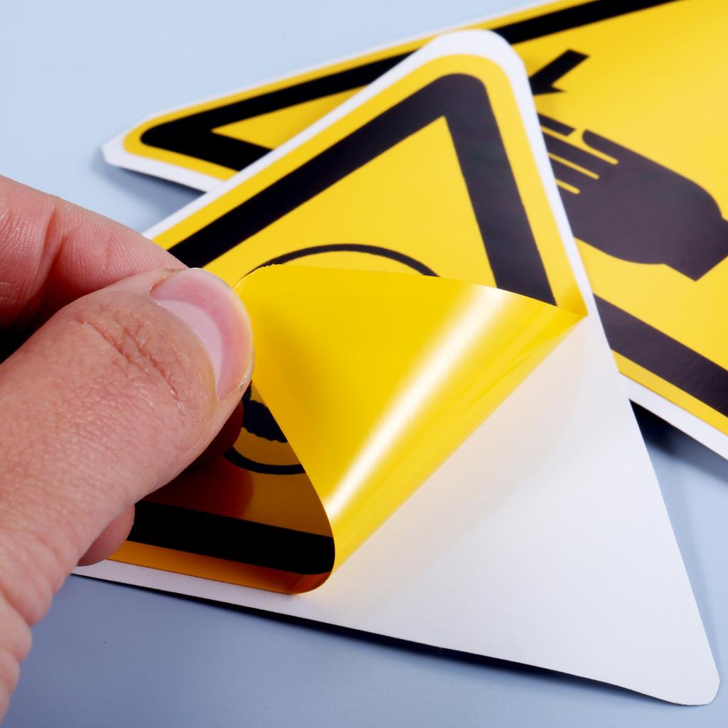 5pcs Triangle Warning Sign Sticker 2.5/5cm Alarm Logo Label Beware Hurting Heating Corrosion Poison Laser Bumping Self-Adhesive