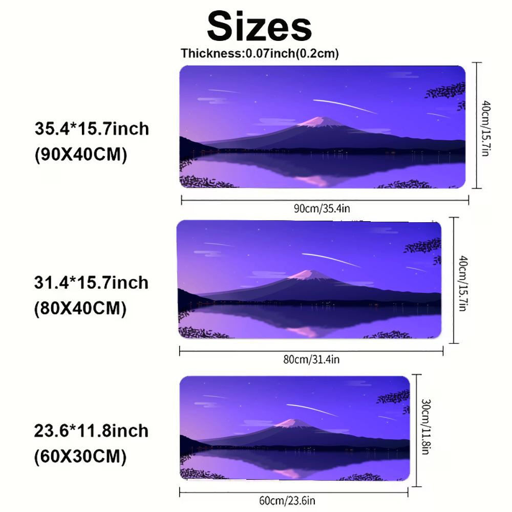 Large Xxl Gaming Mouse Pad Desk Mat Keyboard Pad Flat Purple Mountain Forest Crescent Moon Night Scene Laptop Notebook Pc Gamer