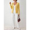 Women S Yellow V Neck Knit Cardigan Long Sleeve Slim Fit Sweater Coat
