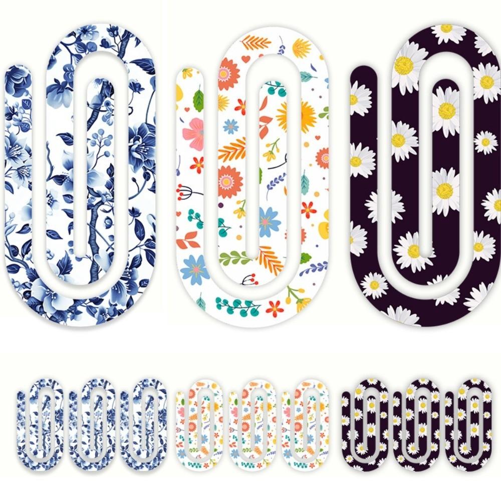 9pcs Creative Heat Transfer Bookmark Acrylic DIY Pattern Paper Clip  School Office Stationery