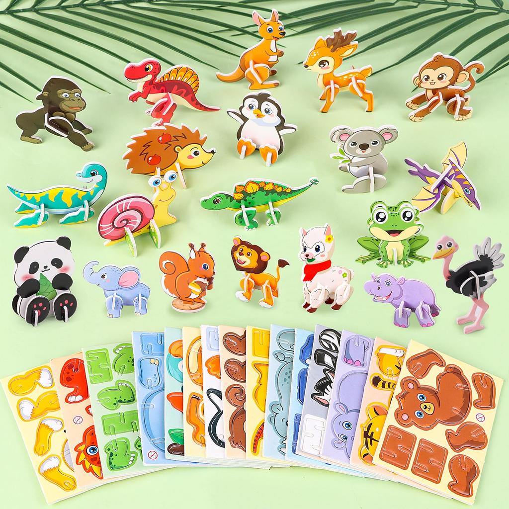 30PCS 3D Fun Mini Animal DIY Jigsaw Puzzles Toys for Kids Birthday Party Favors Classroom Rewards Baby Shower Educational Gifts