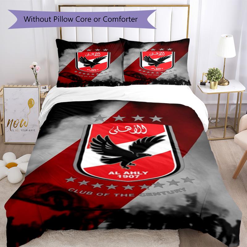 Ahly Football Club Printed Pattern Duvet Cover Set – Includes 1 Duvet Cover and 2 Matching Pillowcases Bedroom Decor Christmas Gifts