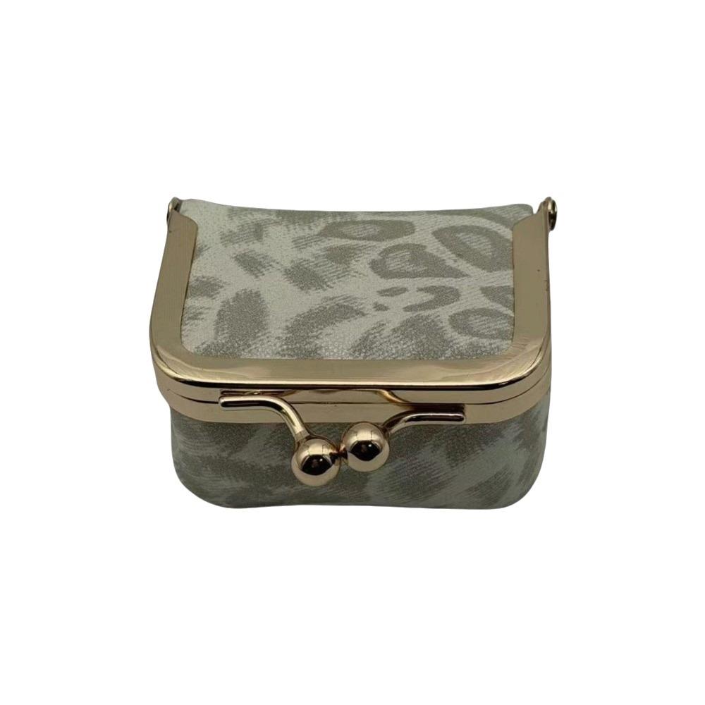 PU Leather Leather Jewelry Bag Square Small Item Bag Elegant Kiss Lock Coin Purse  Ring
