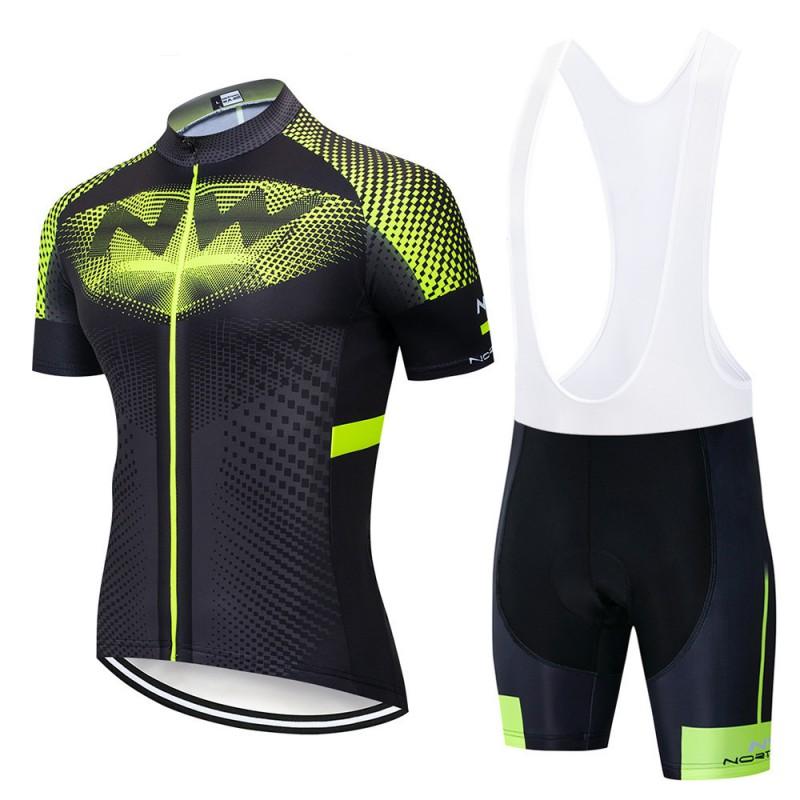 Unisex Cycling Jersey Set Short Sleeve Bib Shorts Breathable Moisture Wicking Bike Wear