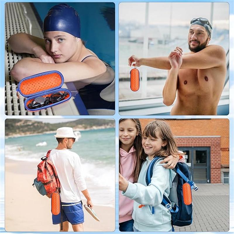 EVA pouzdro na plavecké brýle s klipem a odtokovými otvory Ochranné pouzdro na brýle Prodyšné pro muže, ženy, děti