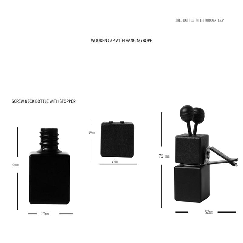 1Pcs 8ML Auto Perfume Empty Glass Container Clip; Lovely Auto Air Freshener Bottle, Car Accessory Pendant