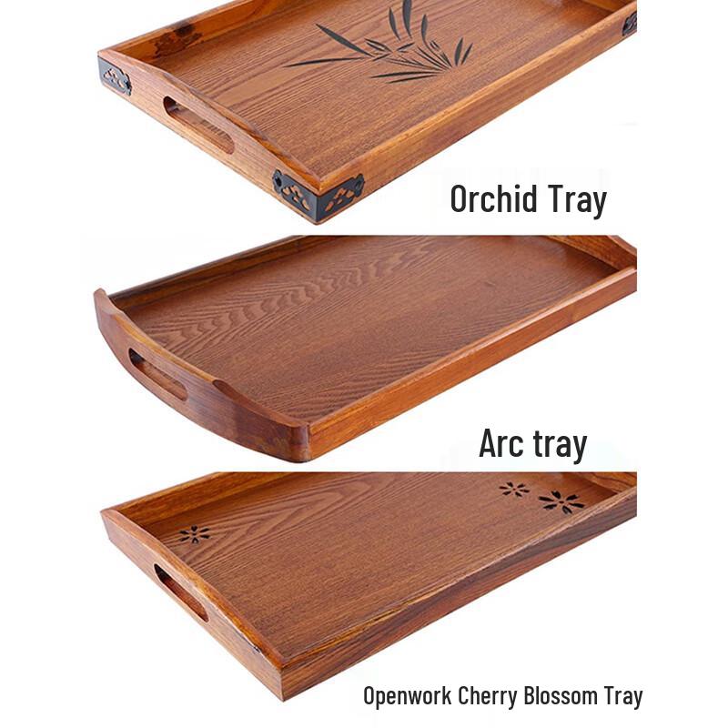 Rechteckiges Serviertablett aus Massivholz mit Griffen