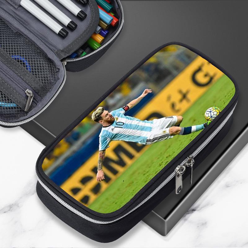 Large Capacity 2026 World Cup Pencil Case: Featuring Ronaldo, Messi, Haaland & Mbappé