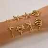 Vintage Stainless Steel Ocean Series Bangle for Women Gold Color Shell Starfish Conch Turtle Bracelet Boho Beach Party Jewelry