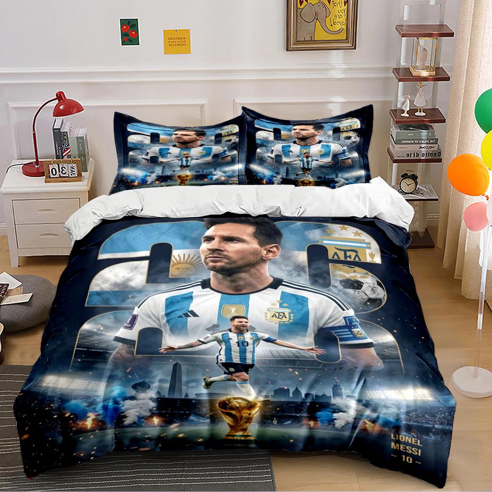 Argentinischer Fußballmeister Set Bettwäsche Bettbezug-Set Bettbezug Kissenbezüge Heimdekoration (1 * Bettbezug 2 * Kissenbezüge, ohne Bettdecke)
