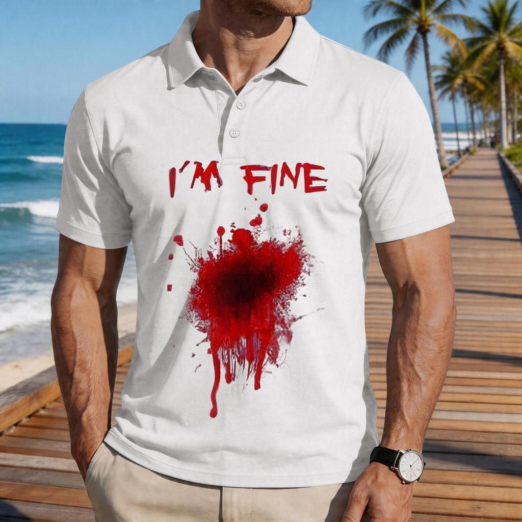 Men's Casual Short Sleeve Polo Shirt Loose Fit Halloween Themed Graphic Print Comfortable Lightweight Top