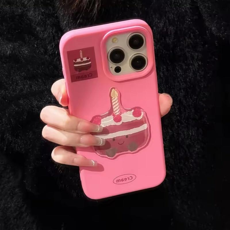 Candela per torta di compleanno al lampone Dessert Custodia per telefono Per iPhone 16 15 14 13 12 11 Pro Max Custodia Carina Lusso Cartone Animato Cover antiurto