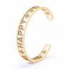 Top Quality Personalize Gold Color Hollow HAPPY Letter Opening Cuff Bangle Bracelet For Women Girls Fashion Party Jewelry Gift
