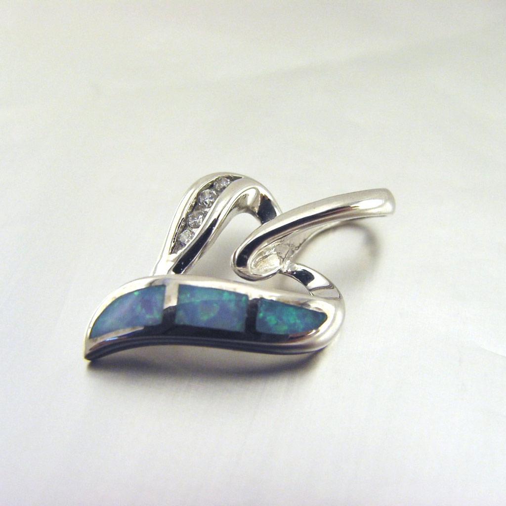 Les Trésors De Lily [E8648] - Pendentif Argent artisanal 'Déesse Opale' Bleu argenté (rhodié) - 15x13 mm