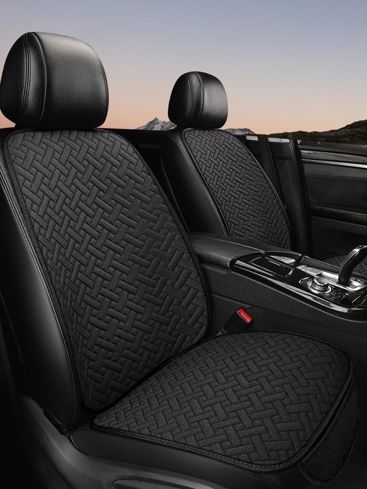 Linen Car Seat Cover Suitable For All Seasons, Small Three Piece Single Seat Anti-Skid Protector, Universal For Most Suvs, Truck