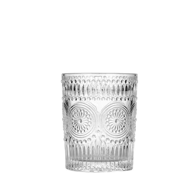 Nordic Style Retro Relief Sunflower Glass Coffee Cup Milk Cup Breakfast Cup Juice Cup