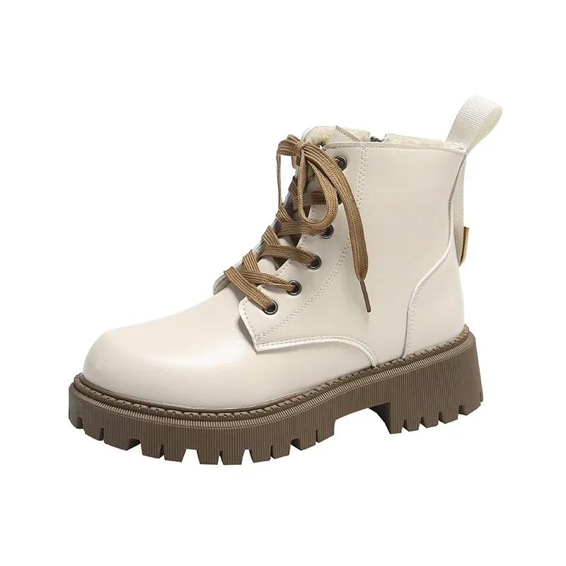 Fashion Women Boots Luxury British Style Women Ankle Boots Comfort Non-Slip Thick Sole Shoes High Quality Women Motorcycle Boots