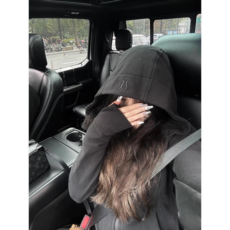 Lulu Original Embroidered Slim-Fit Scuba Jacket - Fleece-Lined Warm Yoga Casual Sports Top