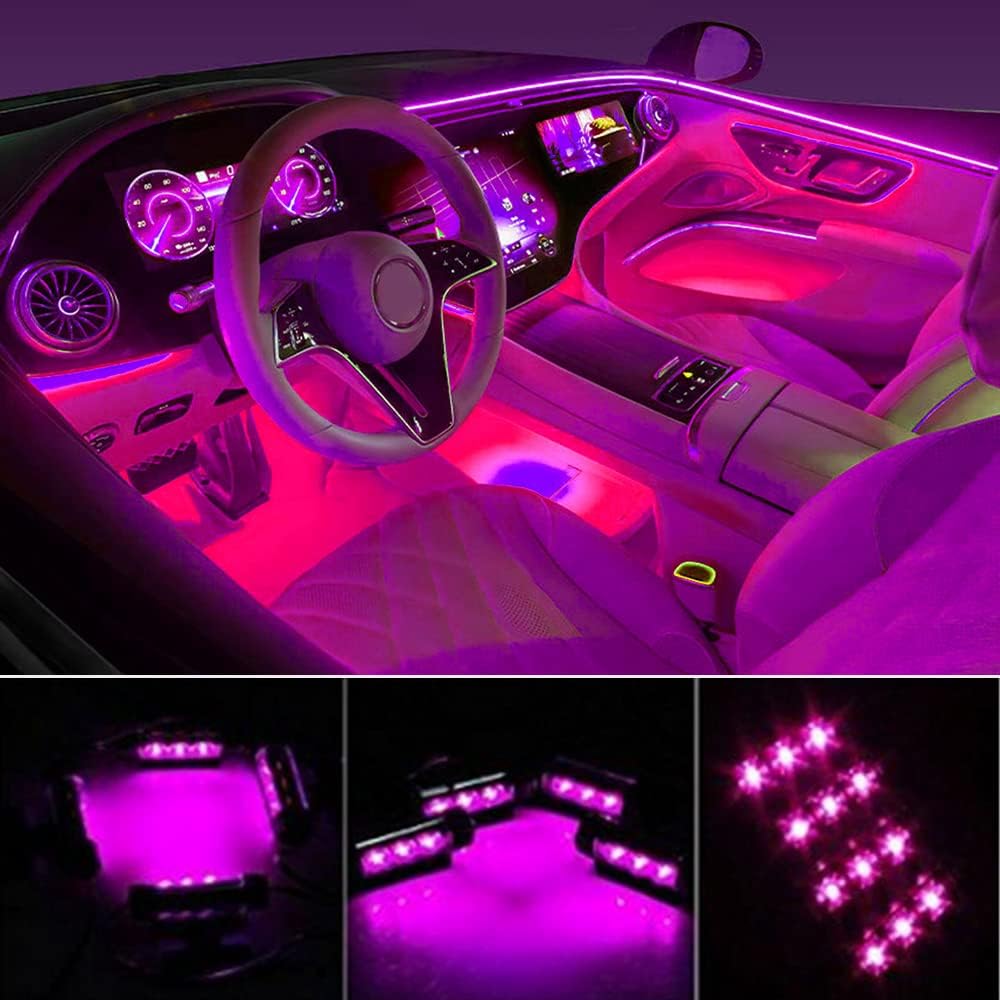 Car LED Strip Light, EJ'S SUPER CAR 4Pcs 36 LED Car Interior Lights Under Dash Lighting Waterproof Kit,Atmosphere Neon Lights Strip For Car,DC