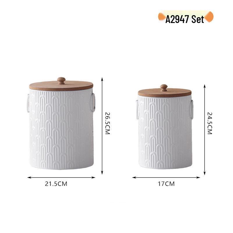 French White Candy Jar Sealed Storage for Cereal Grains Perfect for Home Decor and Photography Props 6490₽