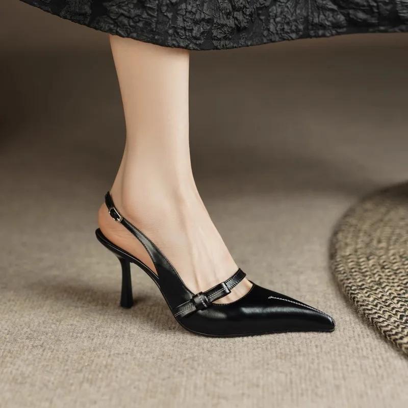 2025 Ladies Shoes Buckle Strap Women's High Heels New Best Seller Office and Career Hot Sale Retro Closed Toe Sandals