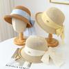 Adult Women's Knitted Fisherman Bucket Hat with Long Ribbon Bow Windproof Spring Summer Autumn Fashion Accessory
