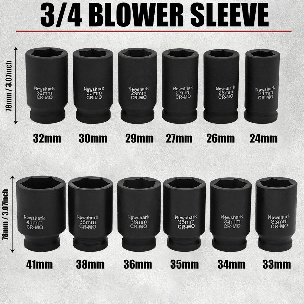 12-Piece 3/4"Drive Deep Impact Socket Set,large Socket Set Impact Grade Socket Set, 6 Point Axle Nut Sockets Set,CR-MO,Metric