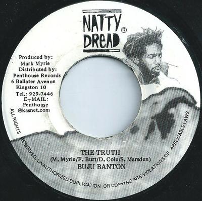 Disque 7 pouces BUJU BANTON - The Truth NONE Natty Dread 1999 Jamaïque Reggae, Ska & Dub Occasion