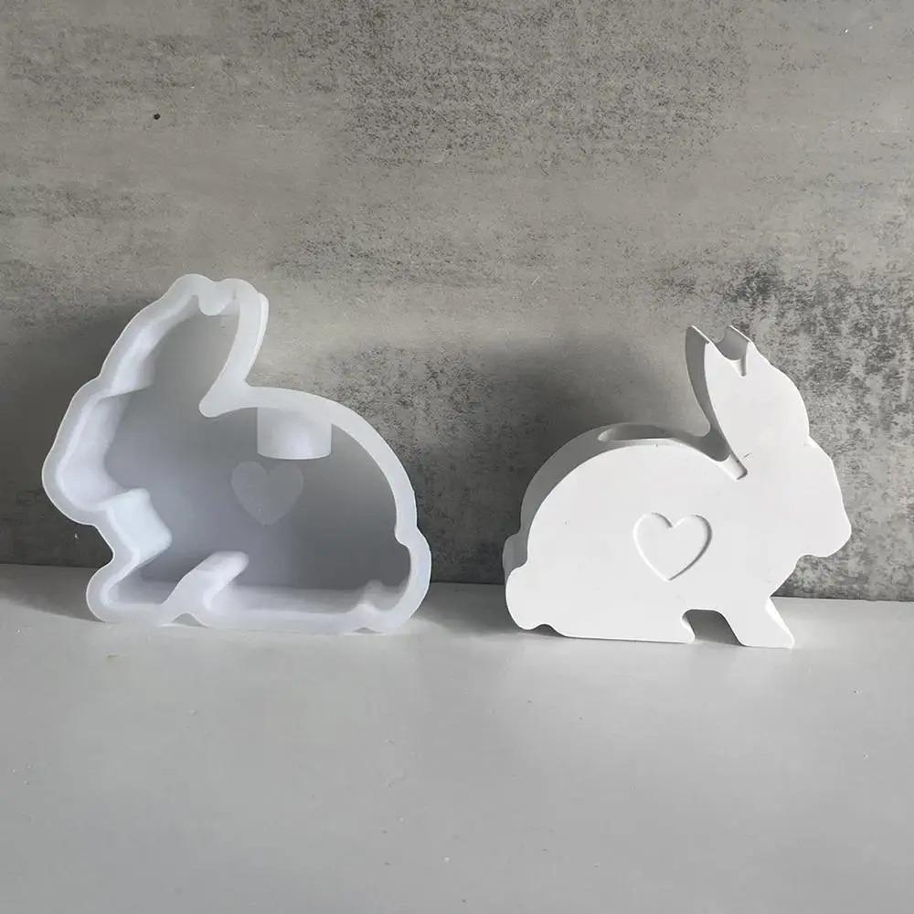 Cute Easter Bunny Silicone Mold Handmade Bunny Tealight Molds  Home Table Decoration
