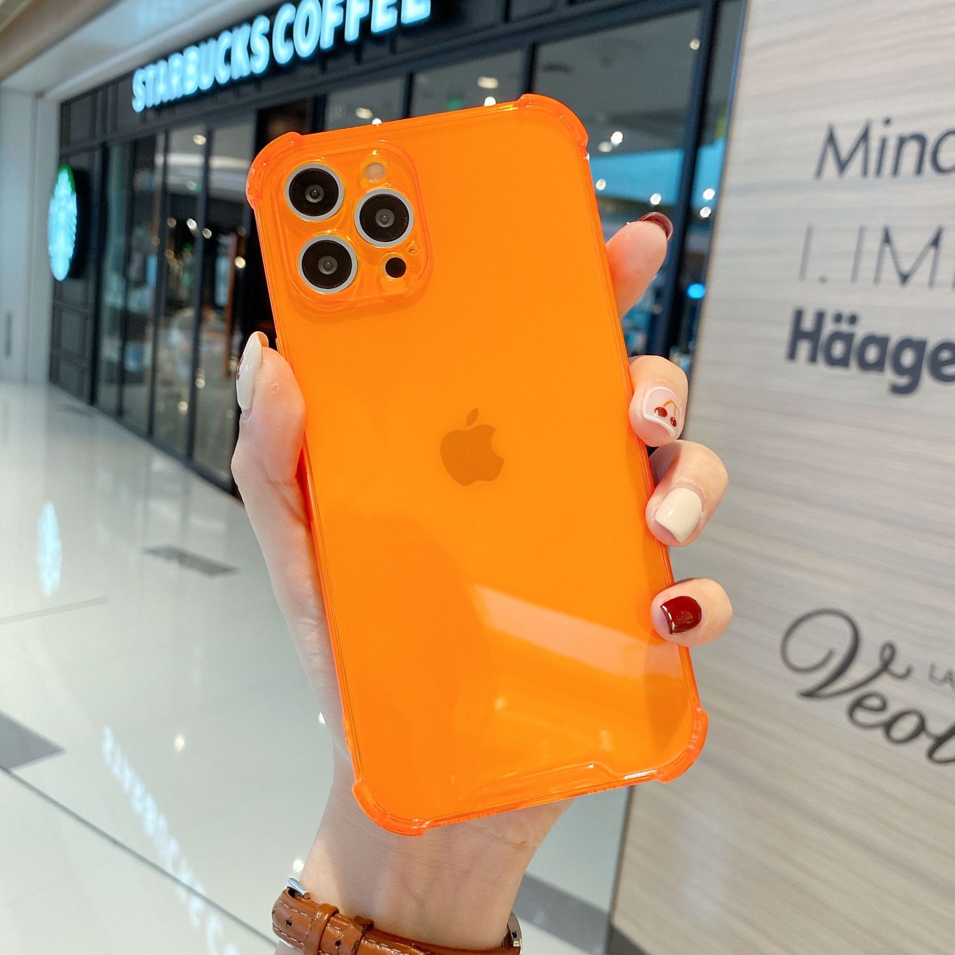 Применимо к iPhone 14 четырехсторонний противоударный флуоресцентный чехол креативный цвет прозрачный однотонный противоударный чехол для мобильного телефона Apple 15PROMAX iPhone16PROMAX