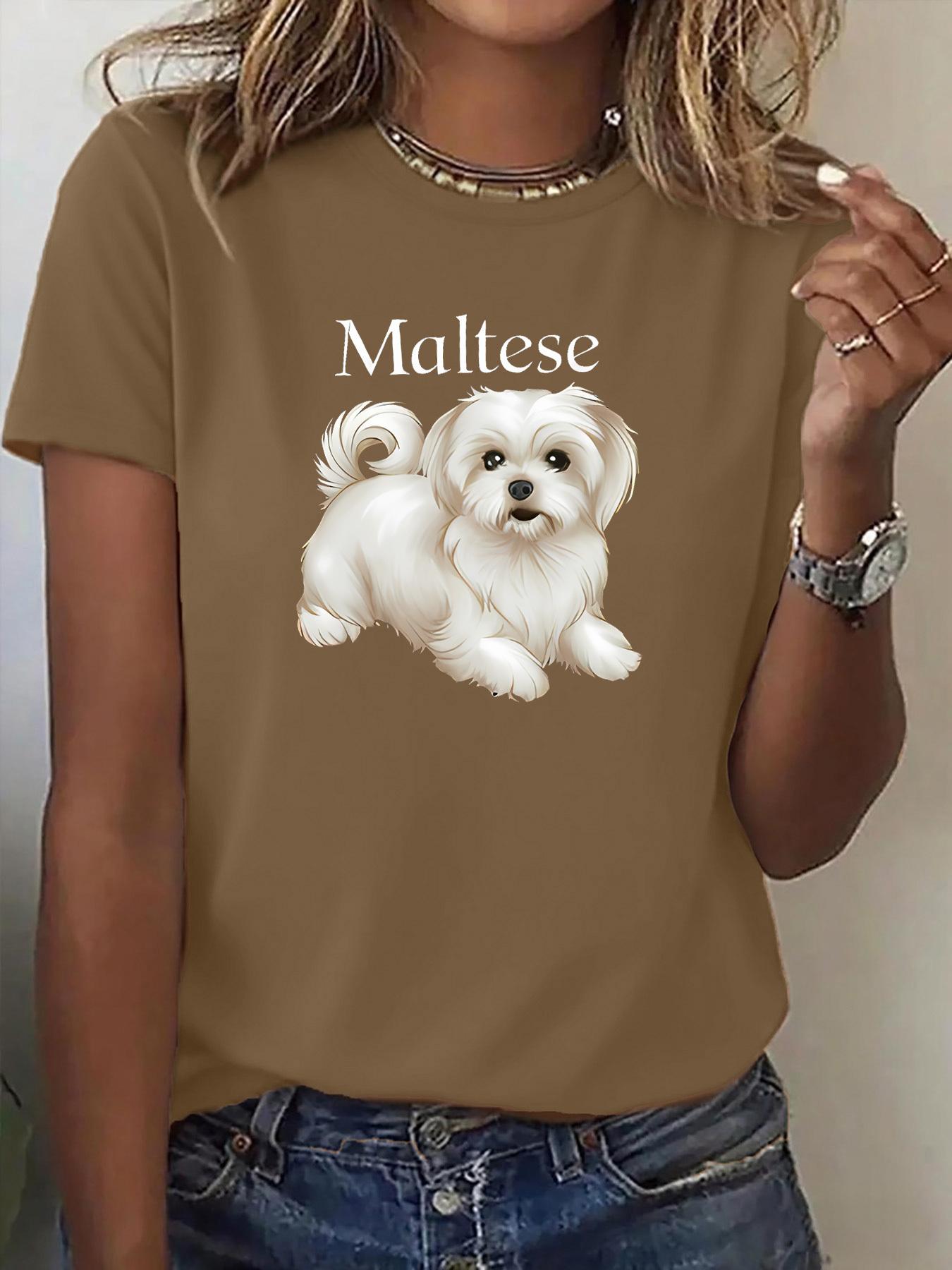 

Women S Casual T-Shirt Featuring a Cute Maltese Dog Print - a Stylish Printed Option - Perfect for Everyday Wear with Its Comfortable Fabric And Trend 3XL дубильная кора