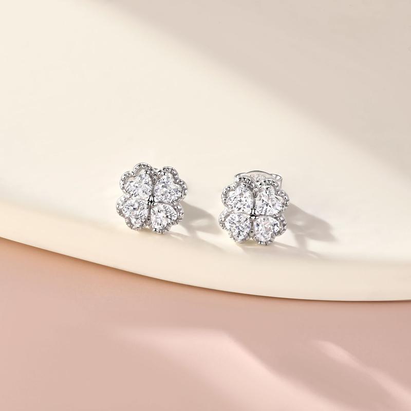 barbie Shining Four-leaf Clover, High-end Temperament, Niche Design and Versatile, 925 Silver Zircon Earrings, Women's Style ZJYES-SY-006