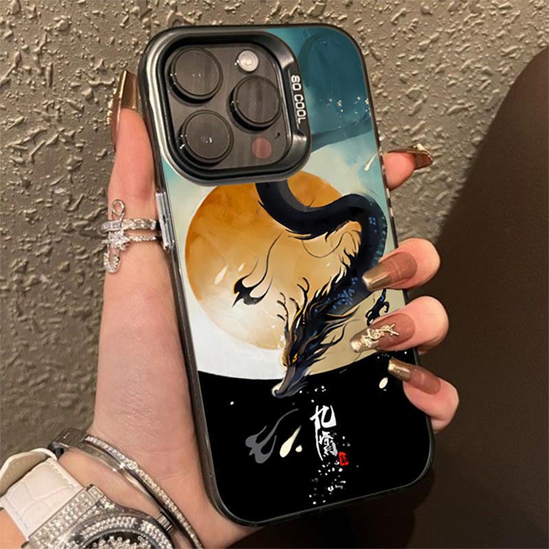 Chinese Flying Dragon Lucky Phone Cover for  Mi 14 13 12 11 Lite 5G NE 12T 13T Poco X5 F5 X6 M6 Pro 4G Plating Matte Cover