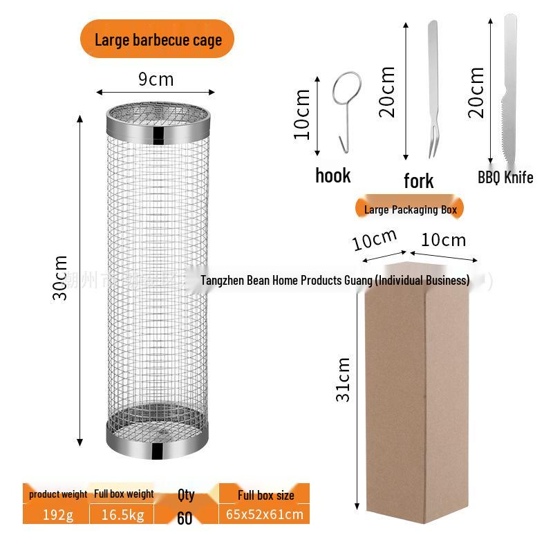 Stainless Steel Rolling BBQ Basket - Outdoor BBQ Tool