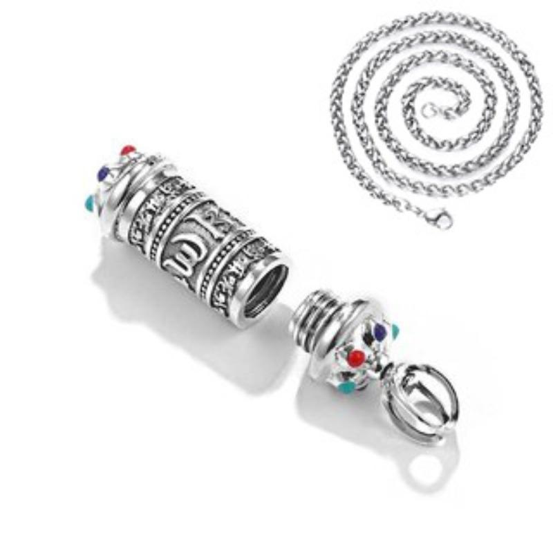 Six Characters Mantra Sterling Silver Pendant Hollow Open Loading Necklace Gawu Box Pendant Pendant Men and Women