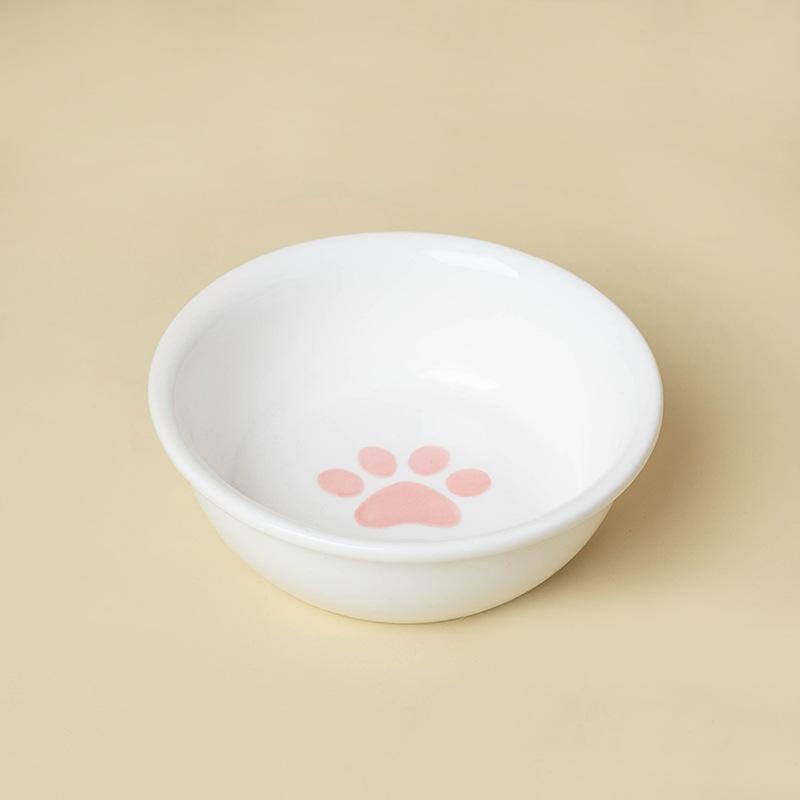 Ceramic Cat Bowl Lace Polka Dot Pet Bowl Anti-Black Chin Cat Food Bowl Cat Food Bowl Small Dog Teddy Pet Supplies