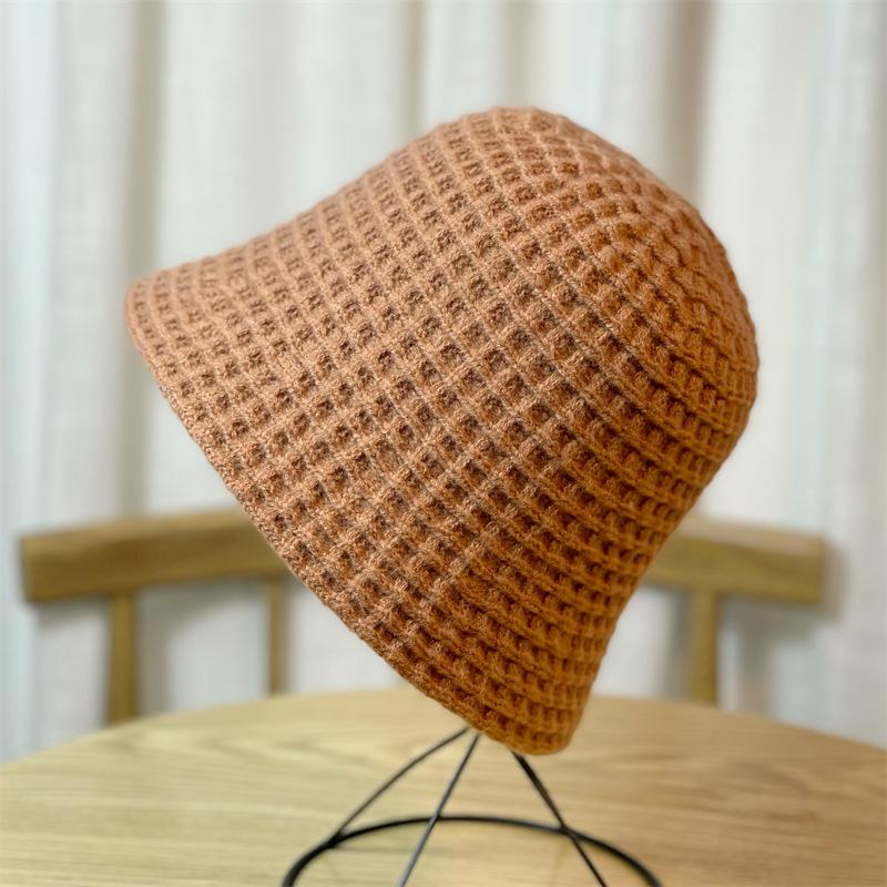 Knitted Bucket Hat Women's Autumn and Winter Solid Color Wool Hat Warm Bucket Hat Fashion