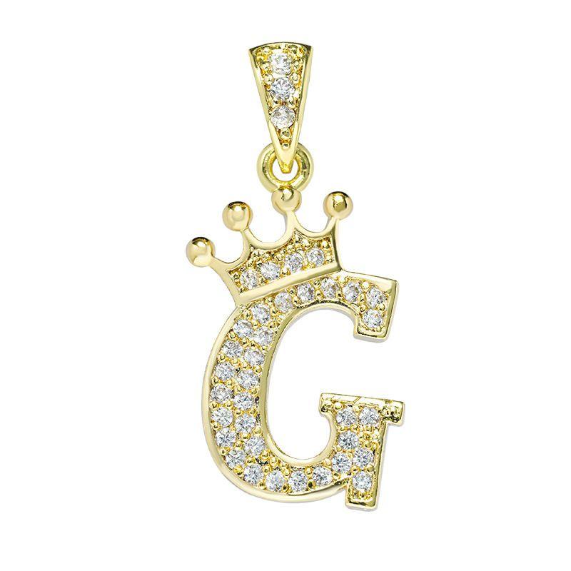 Luxurious Gold Alphabet Necklace With Crown Pendant For Women And Girls